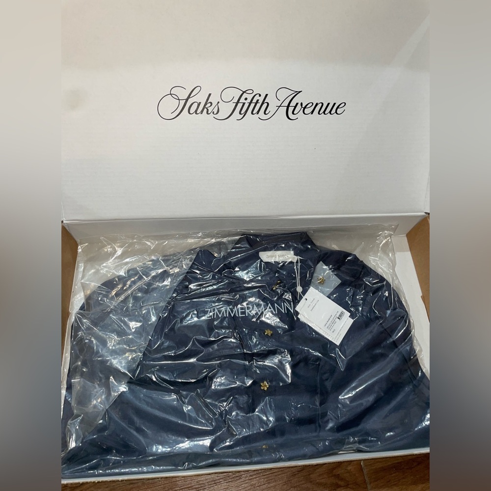 ZIMMERMANN LYRICAL RELAXED SHIRT PARADISE NAVY size 0 - Picture 3 of 4